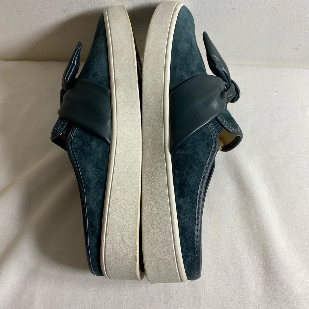 Spenco‎ Teal Suede Bow Mules Slip On Sneakers Women Size Unknown - Picture 4 of 5